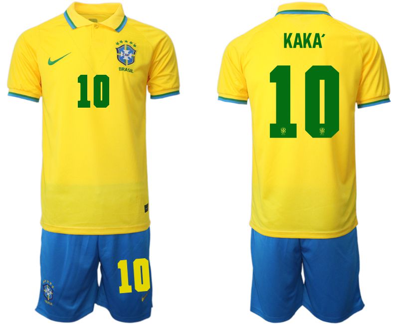 Men 2022 World Cup National Team Brazil home yellow #10 Soccer Jersey2